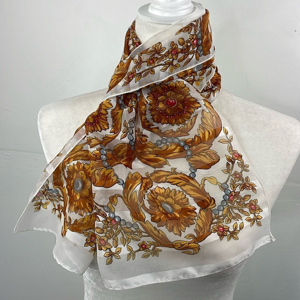 SCARF Rectangular Sheer Floral Print